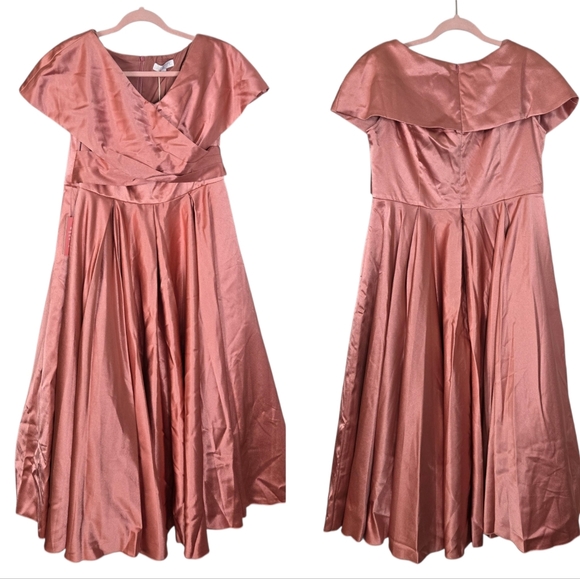 Ivy City Co Rose Satin Fit-and-Flare Midi Formal Dress - Picture 3 of 11